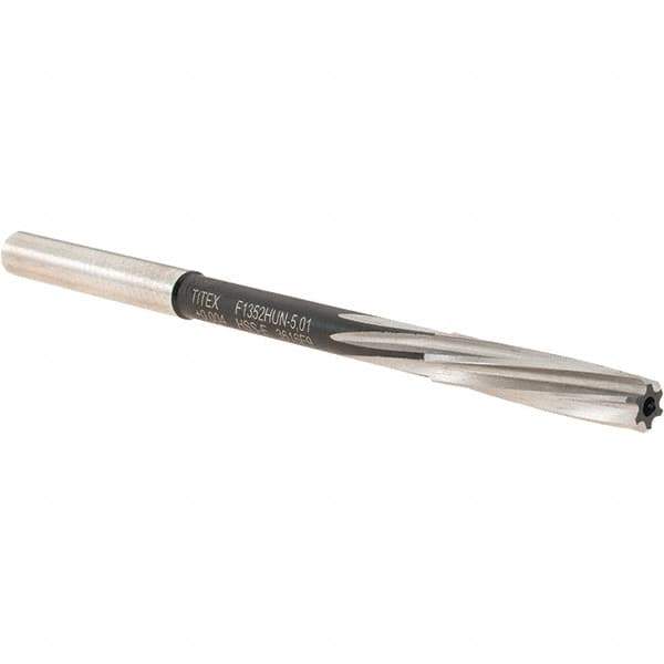Walter-Titex - 5.01mm Cobalt 6 Flute Chucking Reamer - Spiral Flute, 5mm Straight Shank, 23mm Flute Length, 86mm OAL - Eagle Tool & Supply