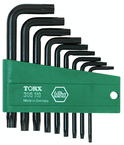 9 Piece - T8s; T9s; T10s; T15s; T20s; T25s; T27s; T30s; T40s - Black Finish Security - Torx Short Arm L-Key Set - Eagle Tool & Supply