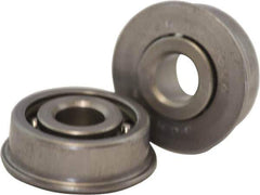 USDI - 1 Row, 1-1/16" OD, 3/8" Bore Diam, Round Open Conveyor Roller Bearing - 75 Lb Capacity, 550 Max RPM, with Flange, Steel with Steel Housing - Eagle Tool & Supply