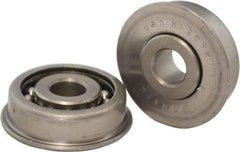 USDI - 1 Row, 1-1/8" OD, 1/2" Bore Diam, Round Open Conveyor Roller Bearing - 80 Lb Capacity, 550 Max RPM, with Flange, Steel with Steel Housing - Eagle Tool & Supply