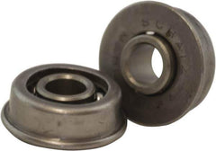 USDI - 1 Row, 11/16" OD, 1/4" Bore Diam, Round Open Conveyor Roller Bearing - 35 Lb Capacity, 550 Max RPM, with Flange, Steel with Steel Housing - Eagle Tool & Supply