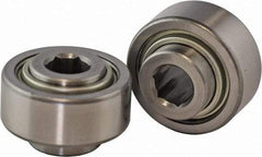 USDI - 1 Row, 2.265" OD, 11/16" Hex Double Shield Conveyor Roller Bearing - 2,450 Lb Capacity, 550 Max RPM, Steel with 52100 Chrome Steel Housing - Eagle Tool & Supply