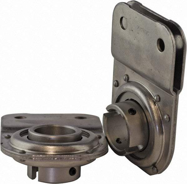 USDI - 1 Row, 5-7/64" OD, 1-1/4" Bore Diam, Round Open Conveyor Roller Bearing - 375 Lb Capacity, 550 Max RPM, with Flange, Steel with Steel Housing - Eagle Tool & Supply
