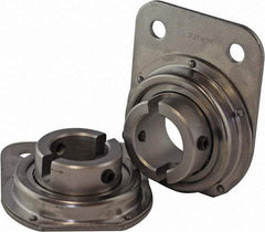 USDI - 1 Row, 1" OD, 1-1/4" Bore Diam, Round Open Conveyor Roller Bearing - 440 Lb Capacity, 550 Max RPM, with Flange, Steel with Steel Housing - Eagle Tool & Supply