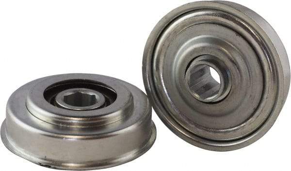 USDI - 1 Row, 3.19" OD, 11/16" Hex Single Seal Conveyor Roller Bearing - 425 Lb Capacity, 550 Max RPM, with Flange, Steel with Zinc Housing - Eagle Tool & Supply
