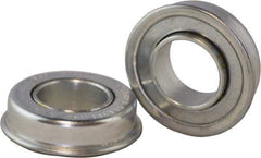 USDI - 1 Row, 2" OD, 1-1/64" Bore Diam, Round Double Seal Conveyor Roller Bearing - 350 Lb Capacity, 550 Max RPM, with Flange, Steel with Zinc Housing - Eagle Tool & Supply