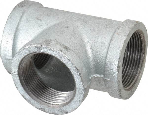 Made in USA - Class 150, 1-1/2" Galvanized Pipe Tee - Threaded, Malleable Iron - Eagle Tool & Supply