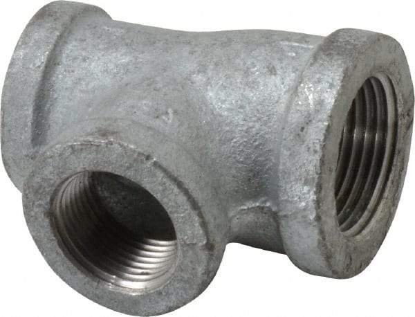 Made in USA - Class 150, 1 x 3/4 x 3/4" Galvanized Pipe Reducing Tee - Threaded, Malleable Iron - Eagle Tool & Supply
