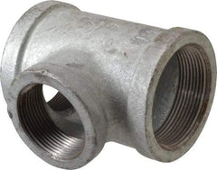 Made in USA - Class 150, 2 x 2 x 1-1/2" Galvanized Pipe Reducing Tee - Threaded, Malleable Iron - Eagle Tool & Supply
