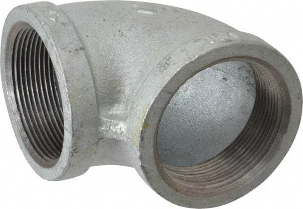 Made in USA - Class 150, 2" Galvanized Pipe 90° Elbow - Threaded, Malleable Iron - Eagle Tool & Supply