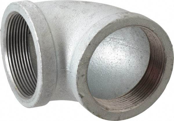 Made in USA - Class 150, 3" Galvanized Pipe 90° Elbow - Threaded, Malleable Iron - Eagle Tool & Supply