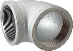 Made in USA - Class 150, 3" Galvanized Pipe 90° Elbow - Threaded, Malleable Iron - Eagle Tool & Supply