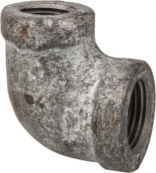 Made in USA - Class 150, 3/8 x 1/4" Galvanized Pipe Reducing Elbow - Threaded, Malleable Iron - Eagle Tool & Supply