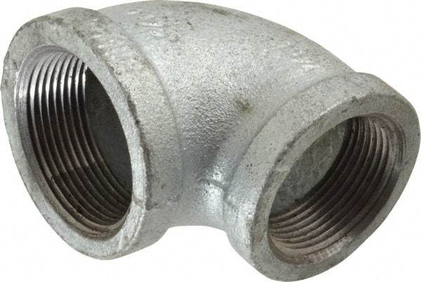Made in USA - Class 150, 1-1/2 x 1-1/4" Galvanized Pipe Reducing Elbow - Threaded, Malleable Iron - Eagle Tool & Supply