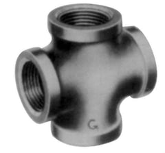 Made in USA - Class 150, 1/4" Galvanized Pipe Cross - Threaded, Malleable Iron - Eagle Tool & Supply