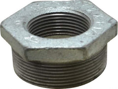 Made in USA - Class 150, 2 x 1-1/4" Galvanized Pipe Hex Bushing - Threaded, Malleable Iron - Eagle Tool & Supply