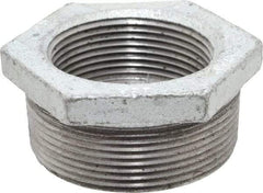 Made in USA - Class 150, 2 x 1-1/2" Galvanized Pipe Hex Bushing - Threaded, Malleable Iron - Eagle Tool & Supply
