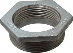 Made in USA - Class 150, 3 x 2-1/2" Galvanized Pipe Hex Bushing - Threaded, Malleable Iron - Eagle Tool & Supply