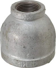 Made in USA - Class 150, 2 x 1" Galvanized Pipe Reducing Coupling - Threaded, Malleable Iron - Eagle Tool & Supply