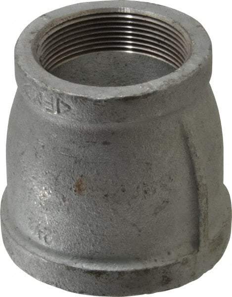 Made in USA - Class 150, 2-1/2 x 2" Galvanized Pipe Reducing Coupling - Threaded, Malleable Iron - Eagle Tool & Supply