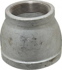 Made in USA - Class 150, 4 x 3" Galvanized Pipe Reducing Coupling - Threaded, Malleable Iron - Eagle Tool & Supply