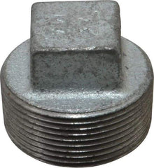 Made in USA - Class 150, 1-1/2" Galvanized Pipe Square Plug - Threaded, Malleable Iron - Eagle Tool & Supply