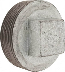 Made in USA - Class 150, 3" Galvanized Pipe Square Plug - Threaded, Malleable Iron - Eagle Tool & Supply