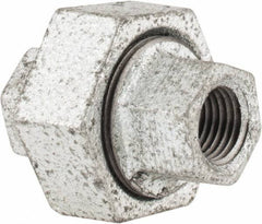 Made in USA - Class 150, 1/4" Galvanized Pipe Union - Threaded, Malleable Iron - Eagle Tool & Supply