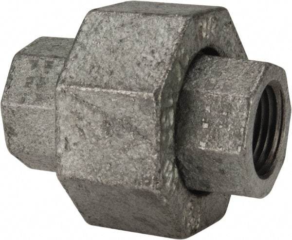 Made in USA - Class 150, 3/8" Galvanized Pipe Union - Threaded, Malleable Iron - Eagle Tool & Supply
