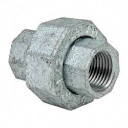 Made in USA - Class 150, 1/2" Galvanized Pipe Union - Threaded, Malleable Iron - Eagle Tool & Supply