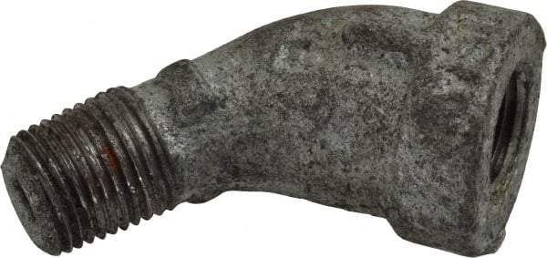 Made in USA - Class 150, 1/8" Galvanized Pipe 45° Street Elbow - Threaded, Malleable Iron - Eagle Tool & Supply