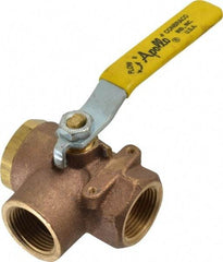 Apollo - 1" Pipe, Large Port, Bronze Standard Ball Valve - Three Way, FNPT x FNPT x FNPT Ends, Lever Handle, 400 WOG - Eagle Tool & Supply