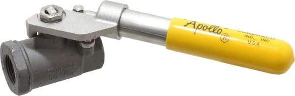 Apollo - 3/4" Pipe, Carbon Steel Standard Ball Valve - 2 Piece, Inline - One Way Flow, FNPT x FNPT Ends, Deadman Lever (Spring Return to Close) Handle, 2,000 WOG, 150 WSP - Eagle Tool & Supply