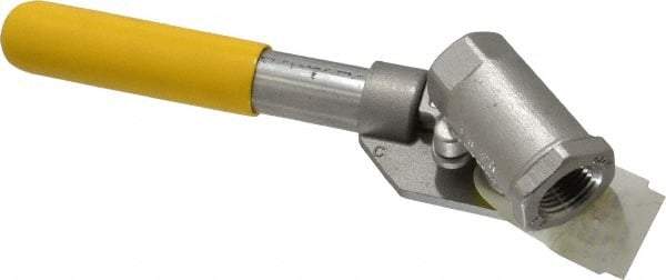 Apollo - 1/2" Pipe, Stainless Steel Standard Ball Valve - 2 Piece, Inline - One Way Flow, FNPT x FNPT Ends, Deadman Lever (Spring Return to Close) Handle, 2,000 WOG, 150 WSP - Eagle Tool & Supply