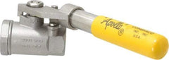 Apollo - 3/4" Pipe, Stainless Steel Standard Ball Valve - 2 Piece, Inline - One Way Flow, FNPT x FNPT Ends, Deadman Lever (Spring Return to Close) Handle, 2,000 WOG, 150 WSP - Eagle Tool & Supply