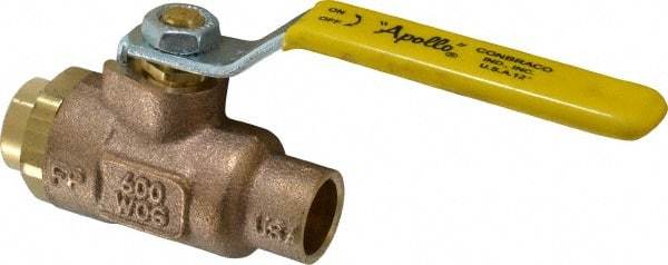 Apollo - 1/2" Pipe, Standard Port, Bronze Standard Ball Valve - 2 Piece, Inline - One Way Flow, Soldered x Soldered Ends, Lever Handle, 600 WOG, 125 WSP - Eagle Tool & Supply