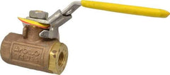 Apollo - 1/4" Pipe, Bronze Standard Ball Valve - 2 Piece, Inline - One Way Flow, FNPT x FNPT Ends, Locking Lever Handle, 600 WOG - Eagle Tool & Supply