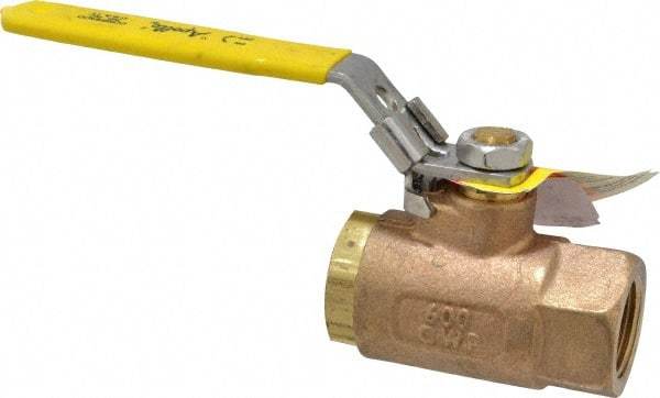 Apollo - 3/4" Pipe, Bronze Standard Ball Valve - 2 Piece, Inline - One Way Flow, FNPT x FNPT Ends, Locking Lever Handle, 600 WOG - Eagle Tool & Supply