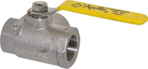 Apollo - 1" Pipe, Stainless Steel Standard Ball Valve - Three Way, FNPT x FNPT x FNPT Ends, Lever Handle, 800 WOG - Eagle Tool & Supply