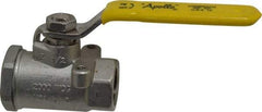 Apollo - 1/2" Pipe, Stainless Steel Standard Ball Valve - 2 Piece, Inline - One Way Flow, FNPT x FNPT Ends, Lever Handle, 2,000 WOG, 150 WSP - Eagle Tool & Supply