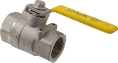 Apollo - 1-1/4" Pipe, Stainless Steel Standard Ball Valve - 2 Piece, Inline - One Way Flow, FNPT x FNPT Ends, Lever Handle, 1,500 WOG, 150 WSP - Eagle Tool & Supply