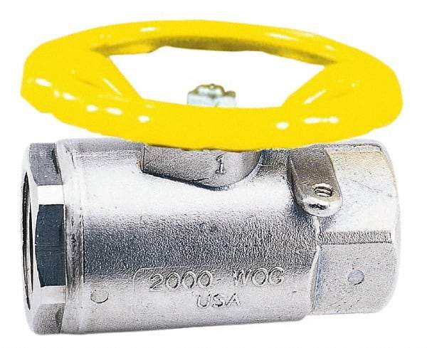 Apollo - 1-1/2" Pipe, Stainless Steel Standard Ball Valve - 2 Piece, Inline - One Way Flow, FNPT x FNPT Ends, Round Wheel Handle, 1,500 WOG, 150 WSP - Eagle Tool & Supply
