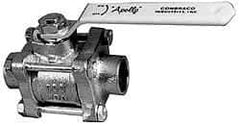 Apollo - 1" Pipe, Full Port, Bronze Standard Ball Valve - 3 Piece, Inline - One Way Flow, Soldered x Soldered Ends, Lever Handle, 600 WOG, 150 WSP - Eagle Tool & Supply