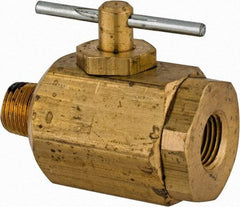 Apollo - 1/8" Pipe, MNPT x FNPT End Connections, Brass, Inline, Two Way Flow, Instrumentation Ball Valve - 400 psi WOG Rating, Tee Handle, Buna N Seal, PTFE Seat - Eagle Tool & Supply