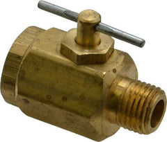 Apollo - 1/4" Pipe, MNPT x FNPT End Connections, Brass, Inline, Two Way Flow, Instrumentation Ball Valve - 400 psi WOG Rating, Tee Handle, Buna N Seal, PTFE Seat - Eagle Tool & Supply