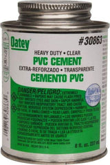 Oatey - 8 oz Heavy Duty Cement - Clear, Use with PVC up to 12" Diam - Eagle Tool & Supply