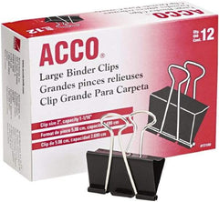 ACCO - 2" Wide Binder Clip - Black/Silver - Eagle Tool & Supply