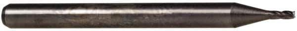 Accupro - 0.01", 0.03" LOC, 1/8" Shank Diam, 1-1/2" OAL, 4 Flute, Solid Carbide Square End Mill - Single End, Uncoated, Spiral Flute, 30° Helix, Centercutting, Right Hand Cut, Right Hand Flute, Series Miniature - Eagle Tool & Supply