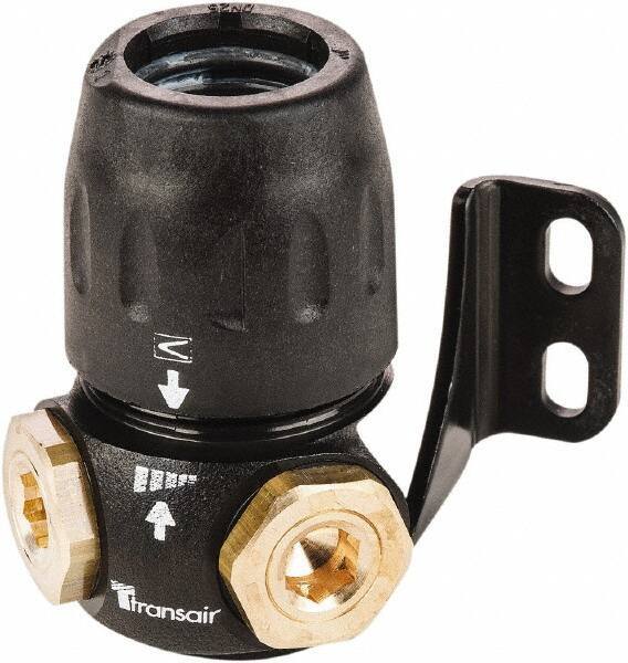 Transair - 1/2" ID, 16.5mm OD, 90° Two Port Wall Bracket - Plastic, 232 Max psi, 1/2 & 1/4 Female NPT, 2-15/16" Long - Eagle Tool & Supply