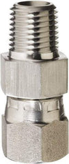 Made in USA - 3/8" Grade 316 Stainless Steel Pipe Adapter - MNPT x NPSM Swivel End Connections, 4,800 psi - Eagle Tool & Supply